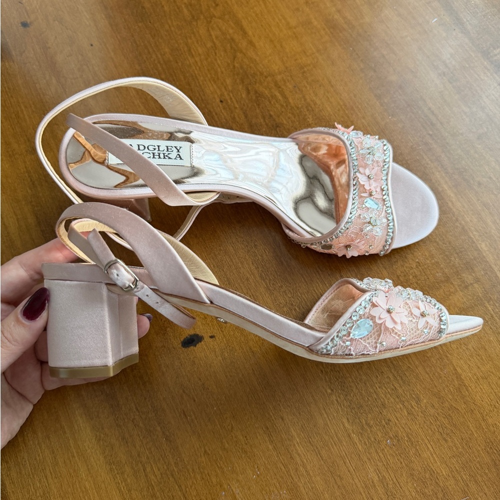 Badgley Mischka Blush Bridal Embellished Heels - Picture 2 of 4
